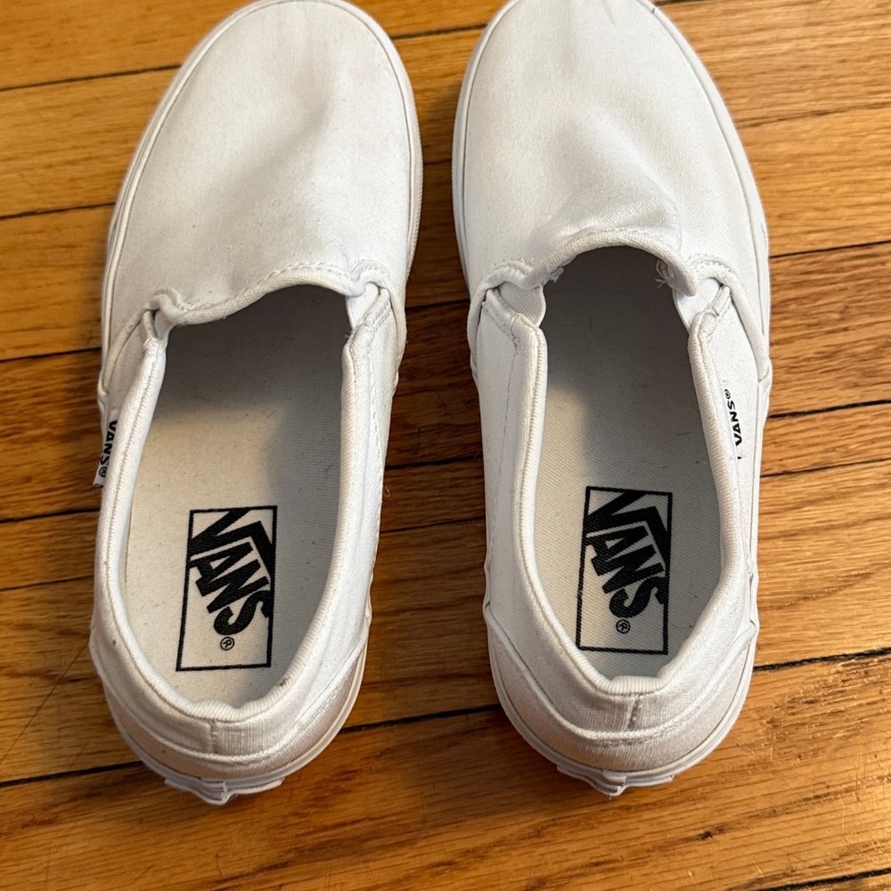 white vans classic slip-on platform sneakers - womens 7.5 - Picture 2 of 8
